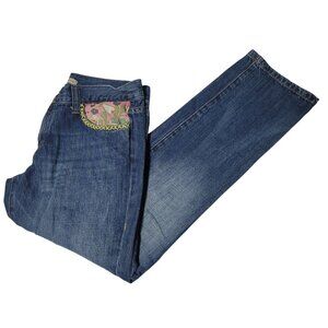 Cabi Jeans Womens Size 2 Straight Leg Low Rise Medium Wash Patchwork Denim Pants